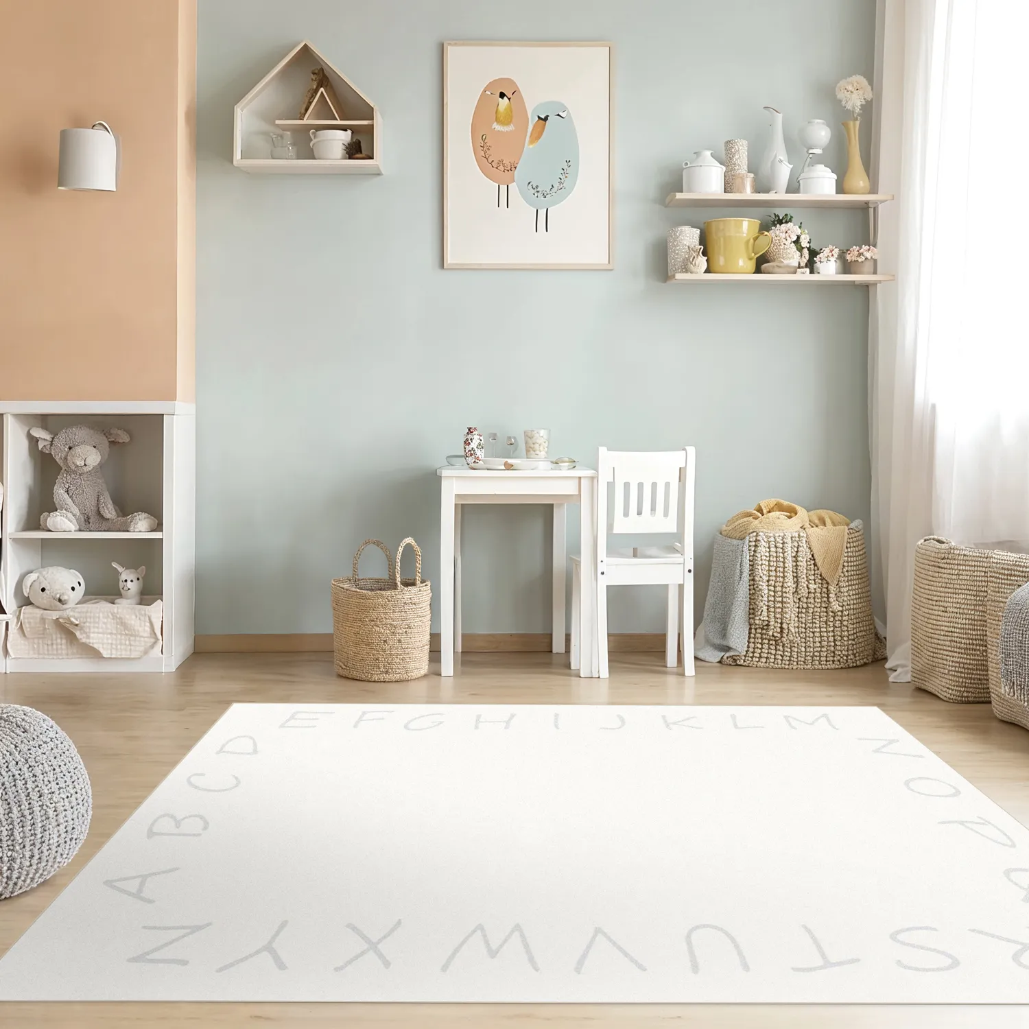 Alfombra infantil - Alphabetic Border (blanco)