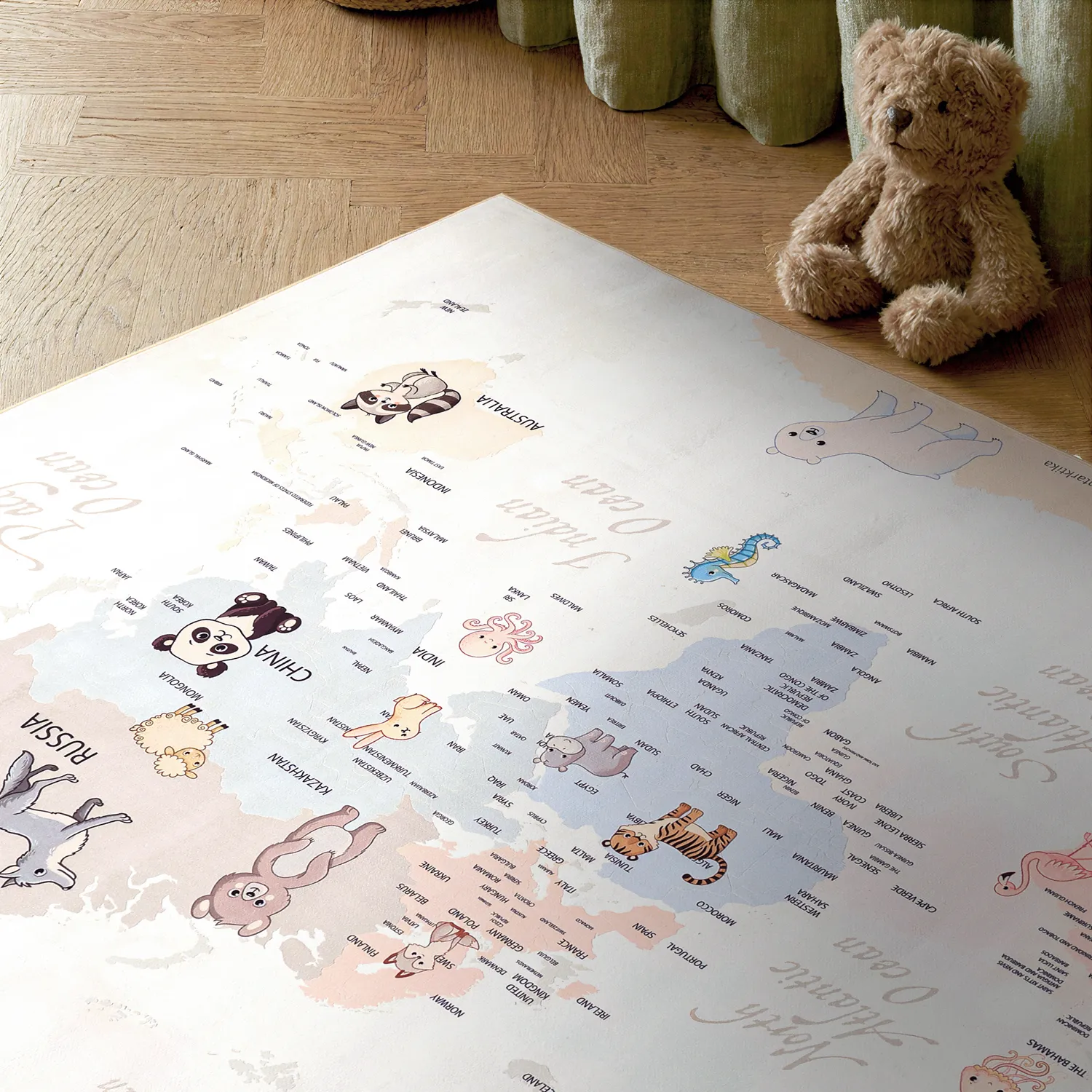 Alfombra infantil - Animal Map (beige)