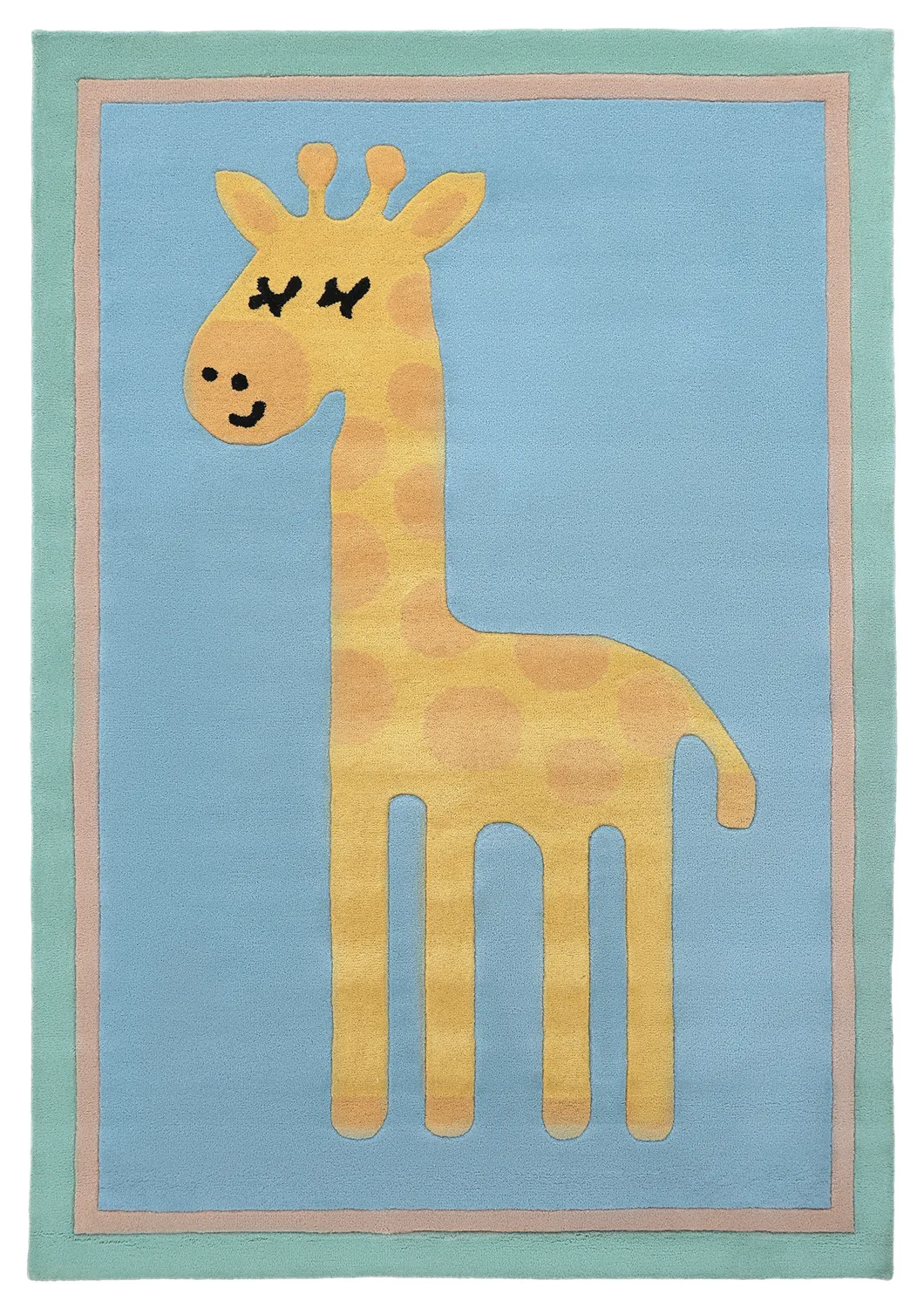 Alfombra Infantil - Giraffe Hand Tufted Wool Premium (azul claro/multicolor)