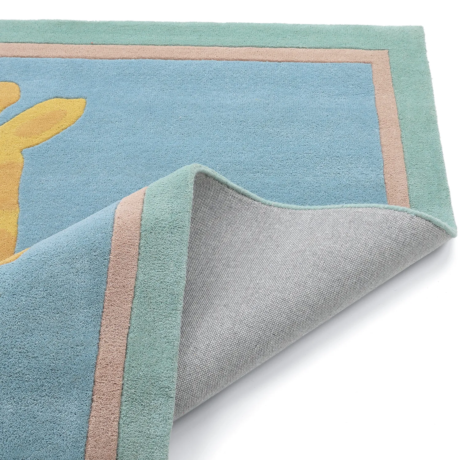 Alfombra Infantil - Giraffe Hand Tufted Wool Premium (azul claro/multicolor)