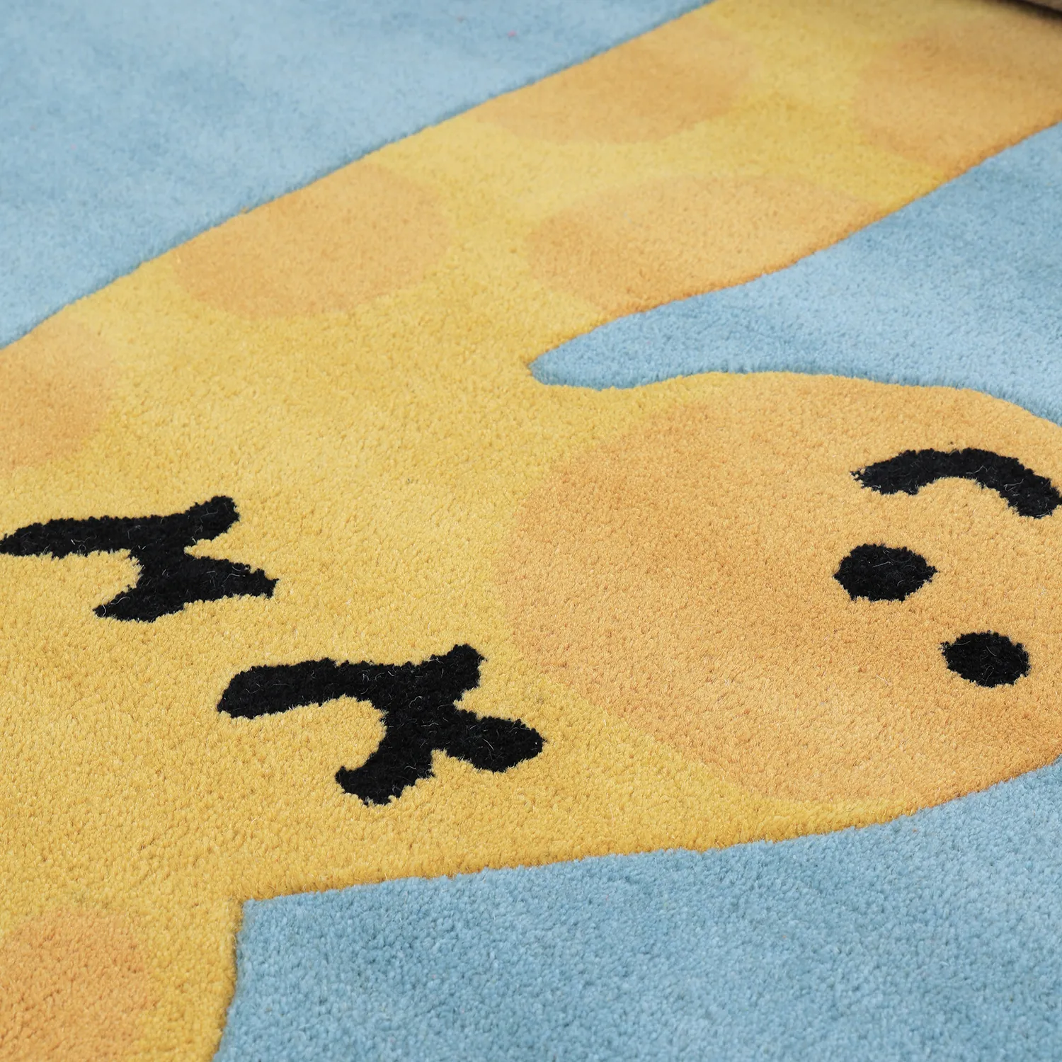 Alfombra Infantil - Giraffe Hand Tufted Wool Premium (azul claro/multicolor)