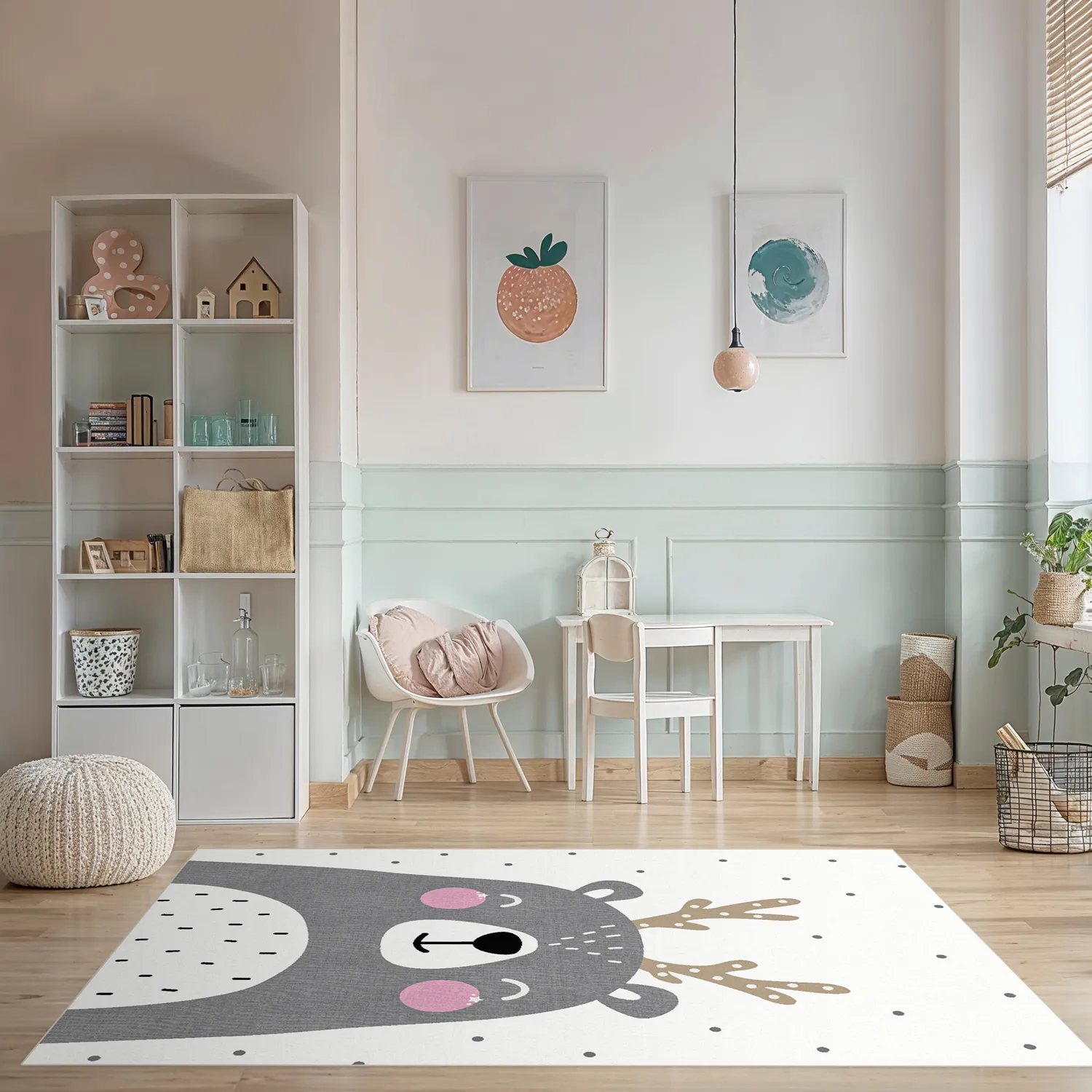 Alfombra infantil - Happy Bear (blanco)