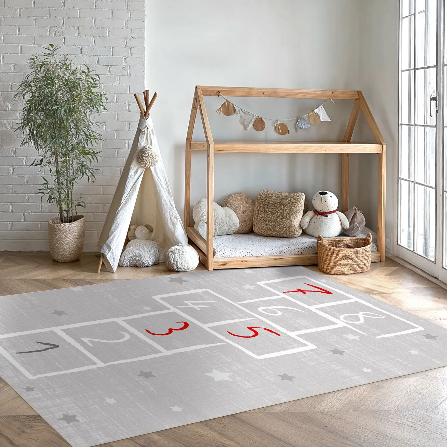 Alfombra infantil - Hopscotch (gris)