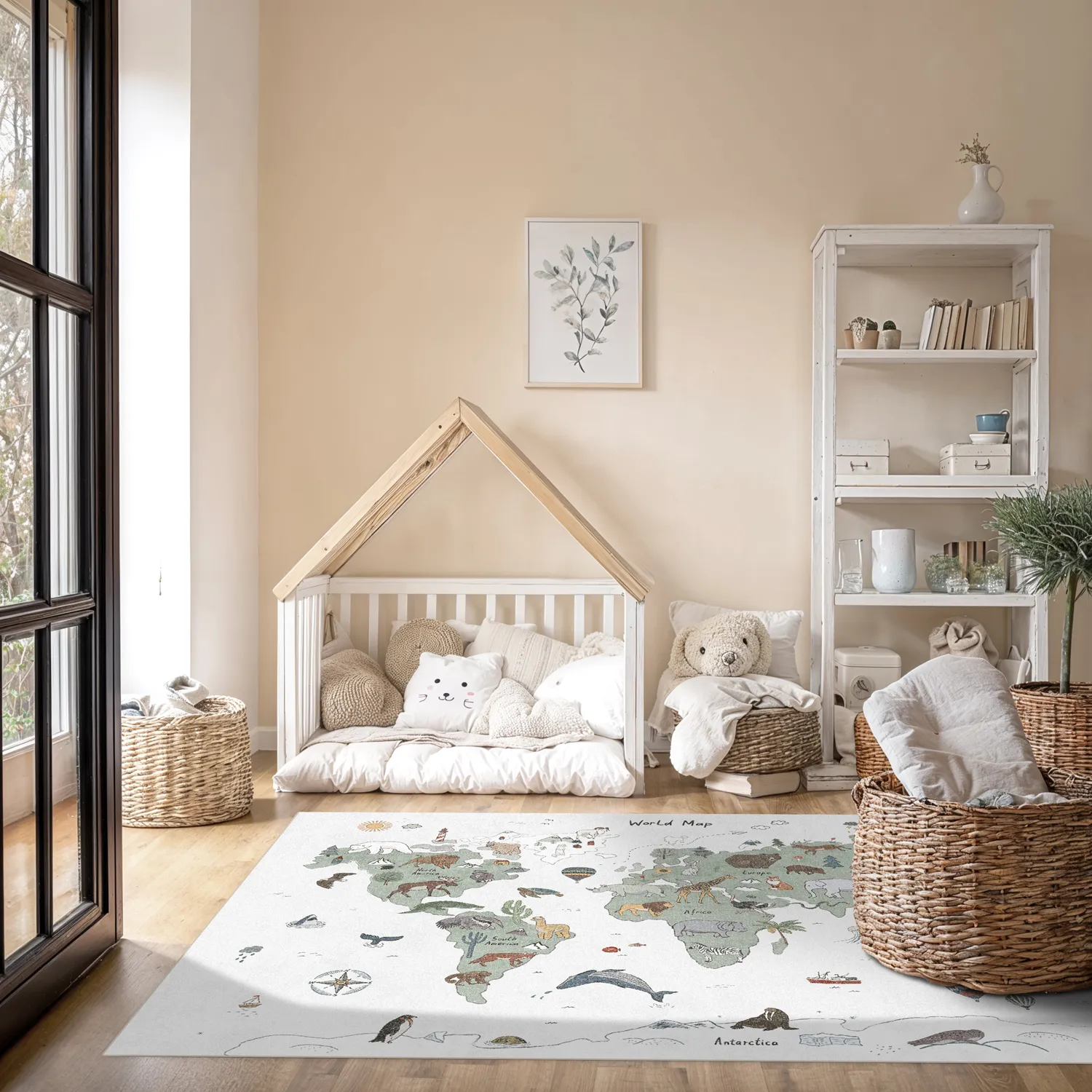 Alfombra infantil - Kids World Map (verde)