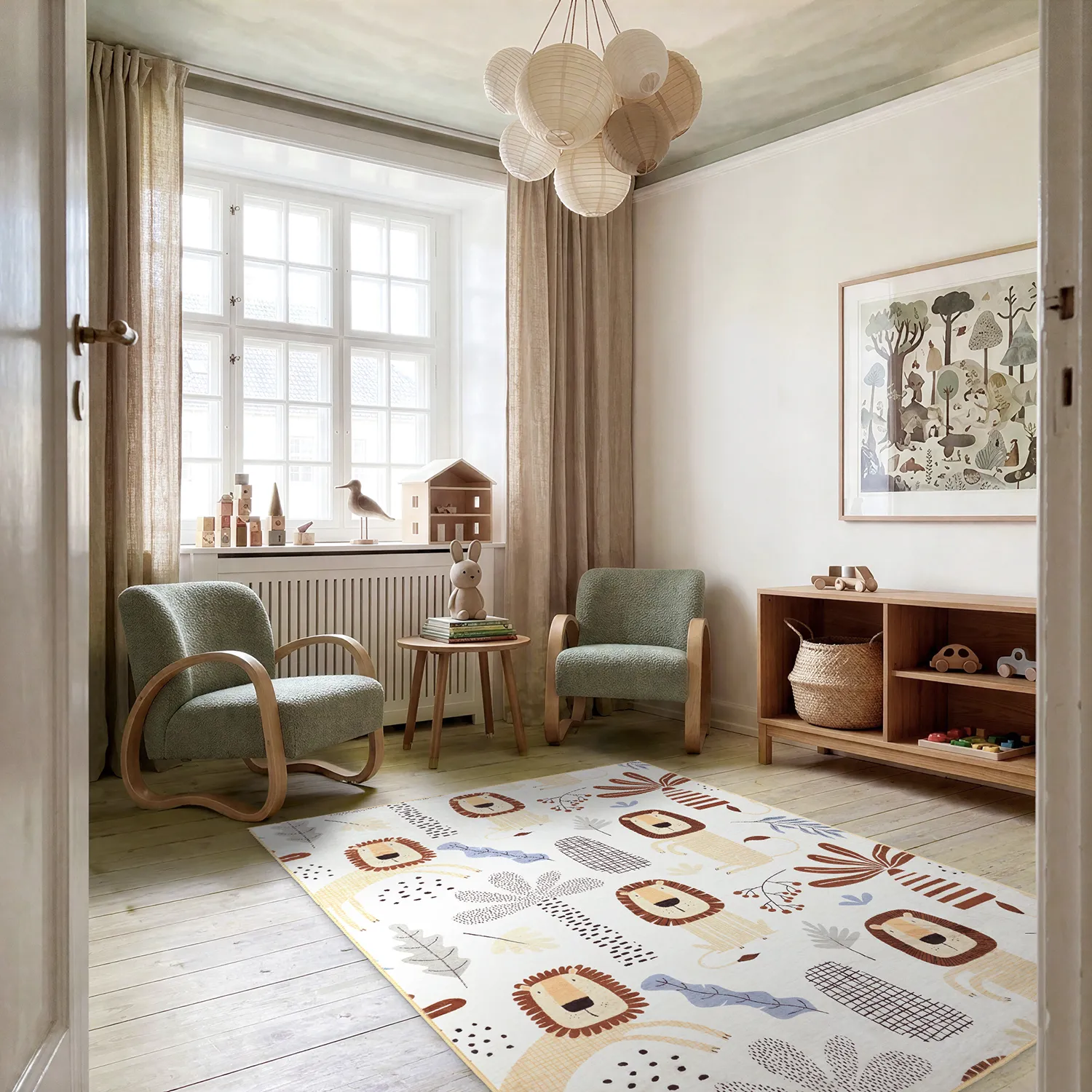 Alfombra infantil - Lion Friends (beige)