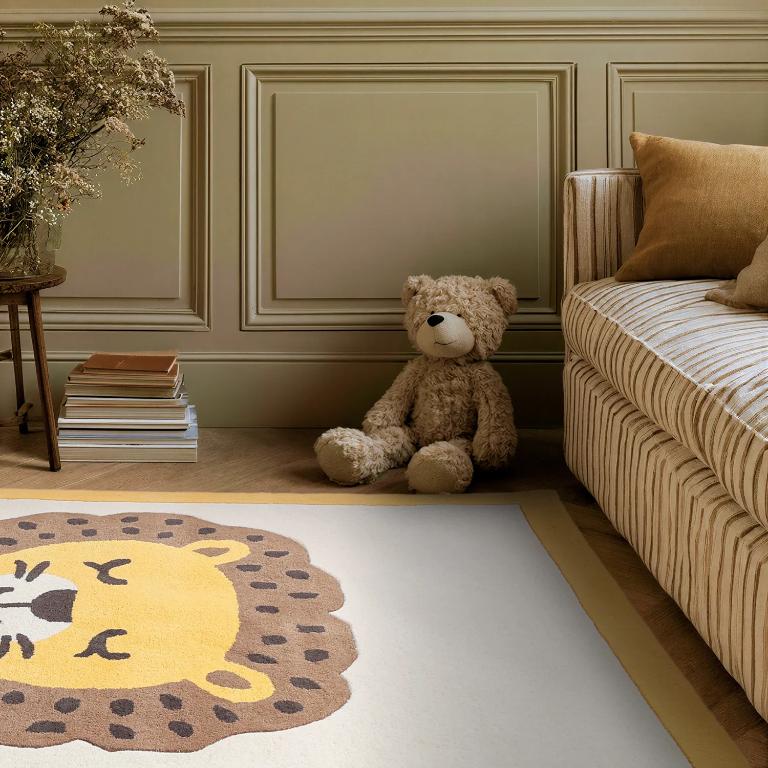 Alfombra Infantil - Lion Hand Tufted Wool Premium (beige/multicolor)