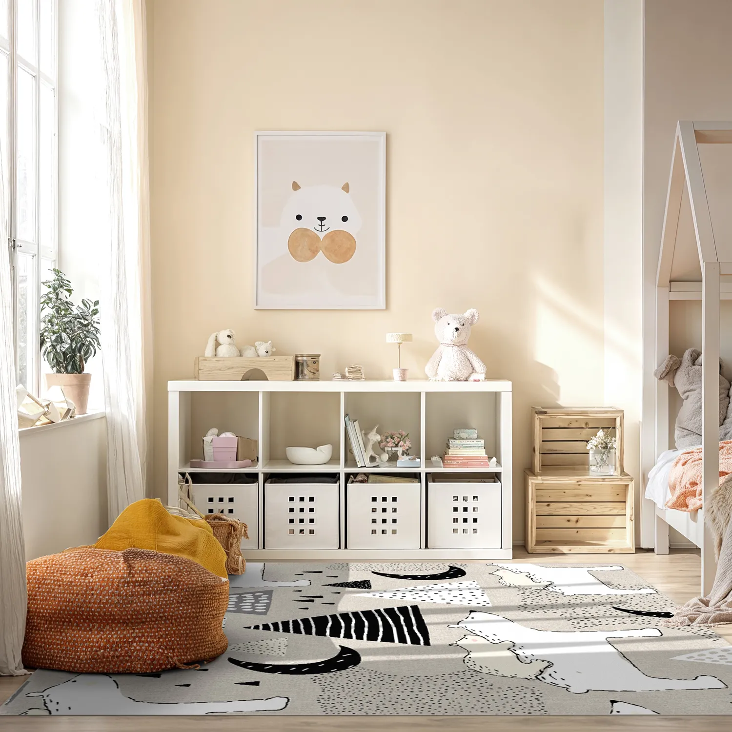 Alfombra infantil - Piggyback Ride (gris)