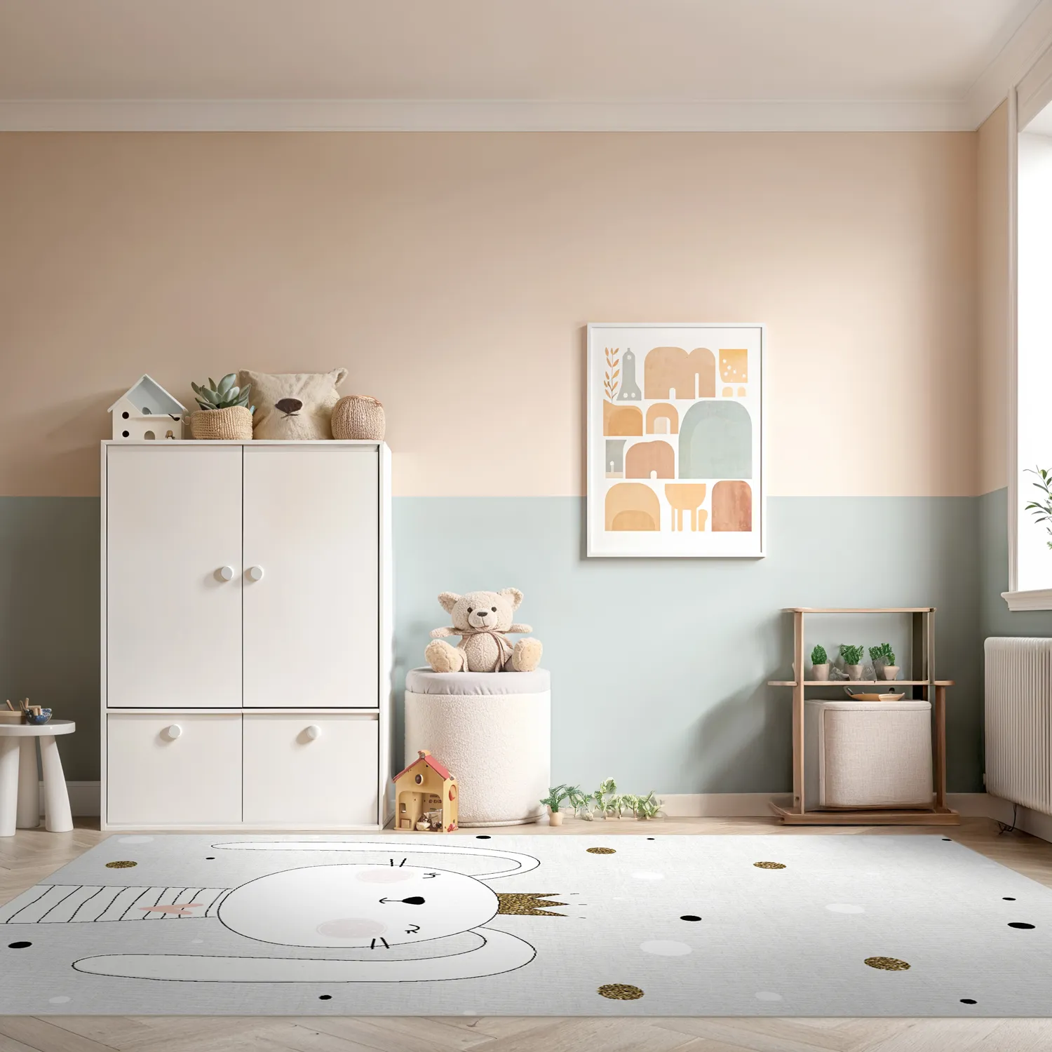Alfombra infantil - Rabbit Crown (gris)