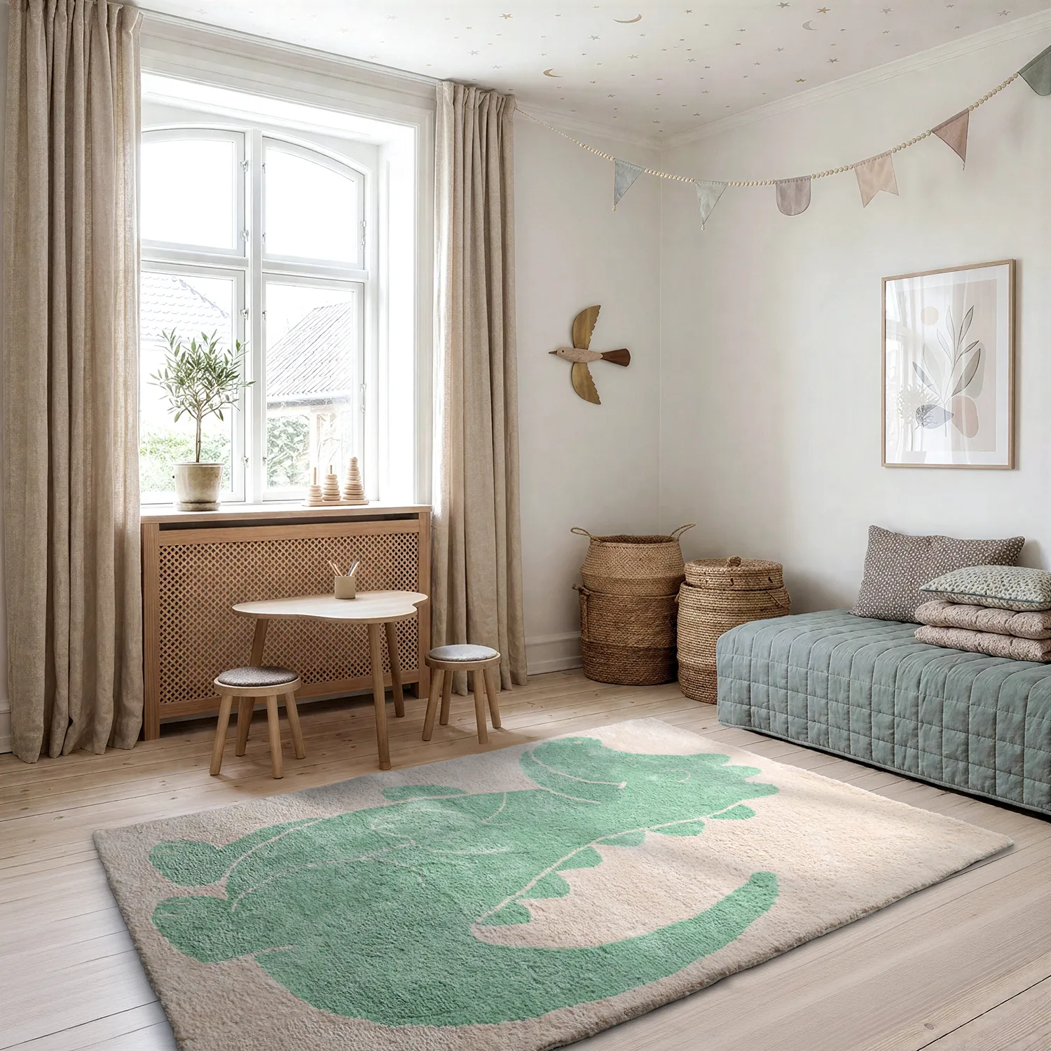 Alfombra Infantil - Soft Crocodile (crema/verde)