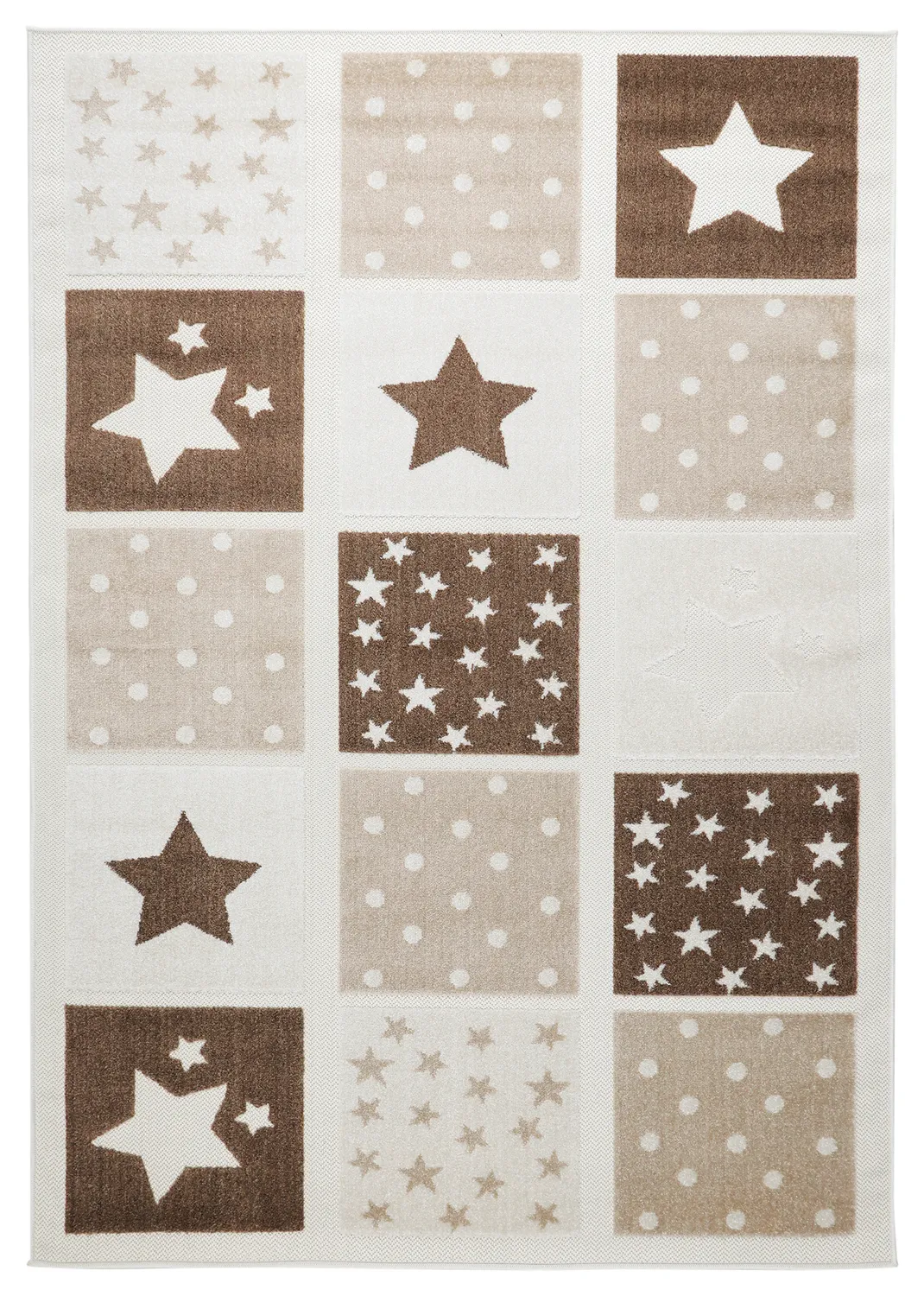 Alfombra Infantil - Star Grid (crema/marrón)