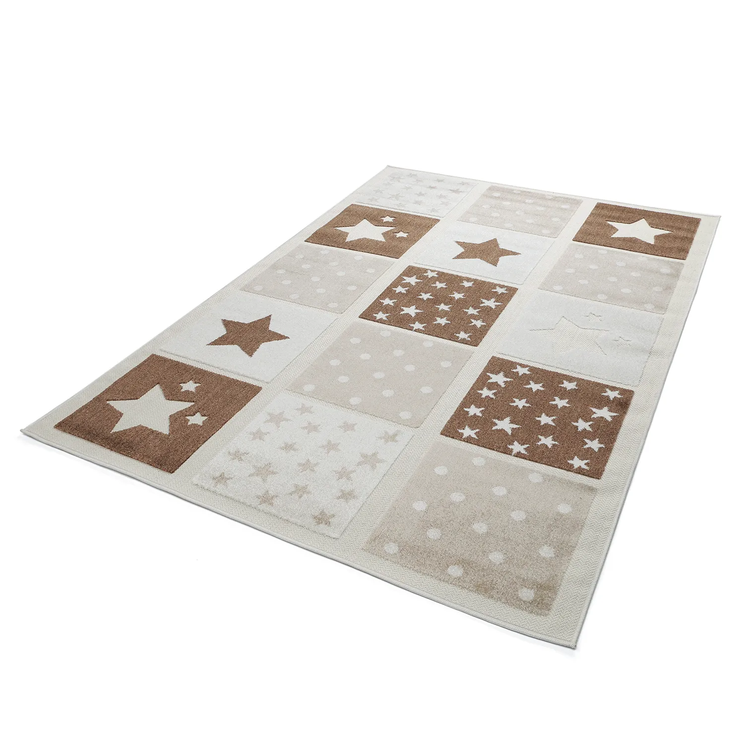 Alfombra Infantil - Star Grid (crema/marrón)