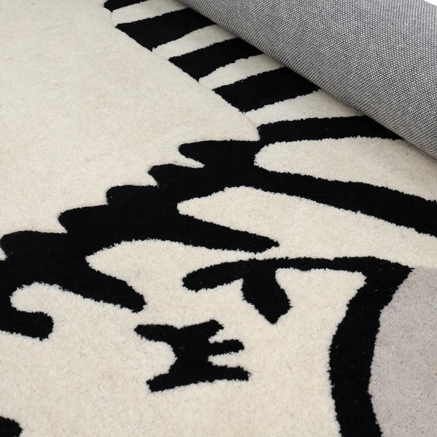 Alfombra Infantil - Zebra Hand Tufted Wool Premium (beige/negro)
