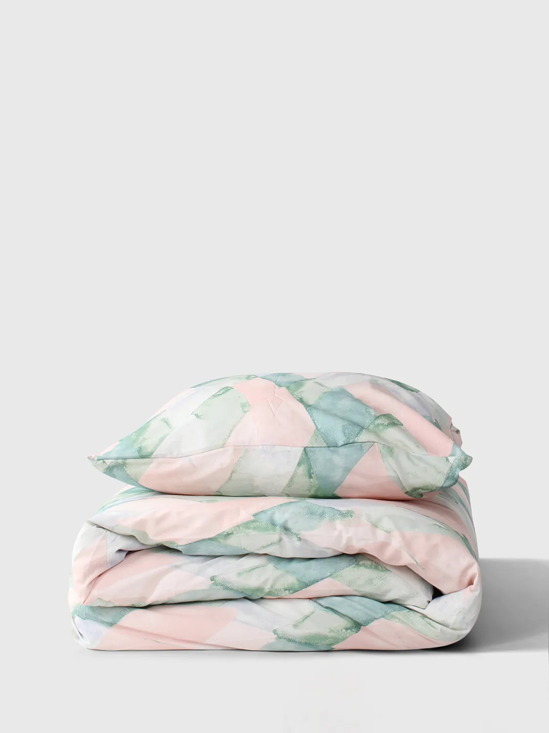Juego de funda nórdica - Blanca (rosa/verde)
