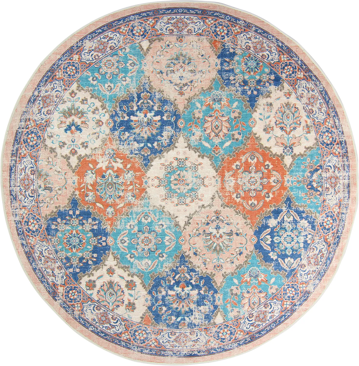 Alfombras redondeadas - Bohemia (rosa/azul)