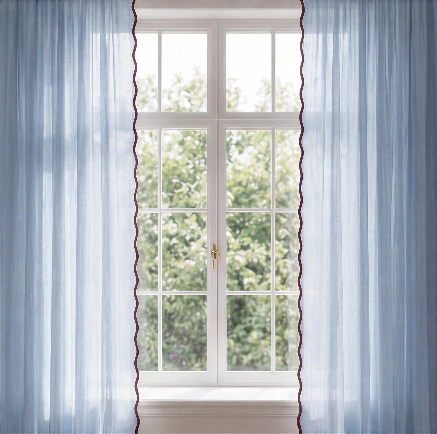 Cortinas (paquete de 2) - Cortinas de algodón Yrsa (azul)