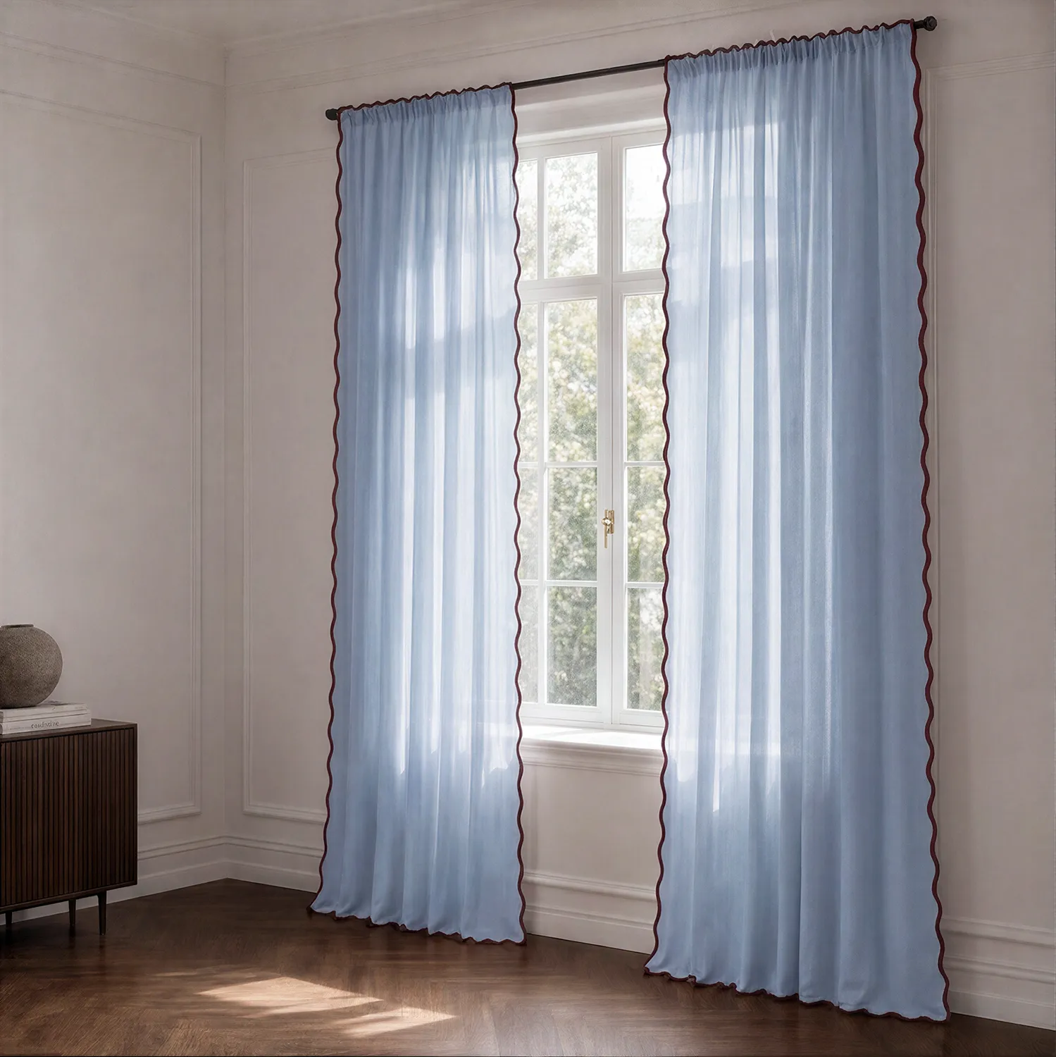 Cortinas (paquete de 2) - Cortinas de algodón Yrsa (azul)