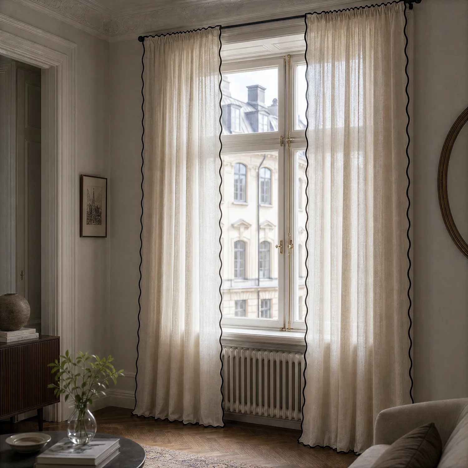 Cortinas (paquete de 2) - Cortinas de algodón Yrsa (beige claro)