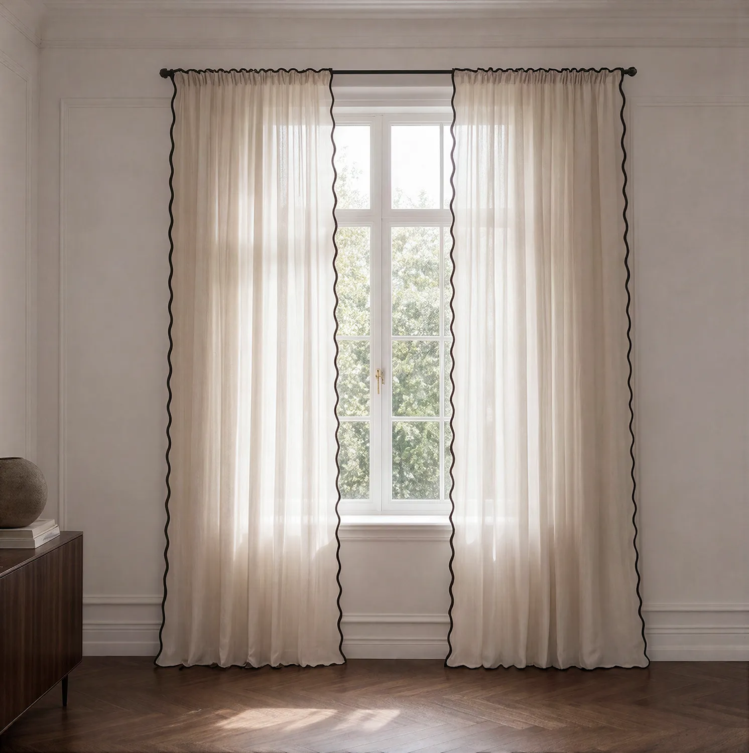 Cortinas (paquete de 2) - Cortinas de algodón Yrsa (beige claro)