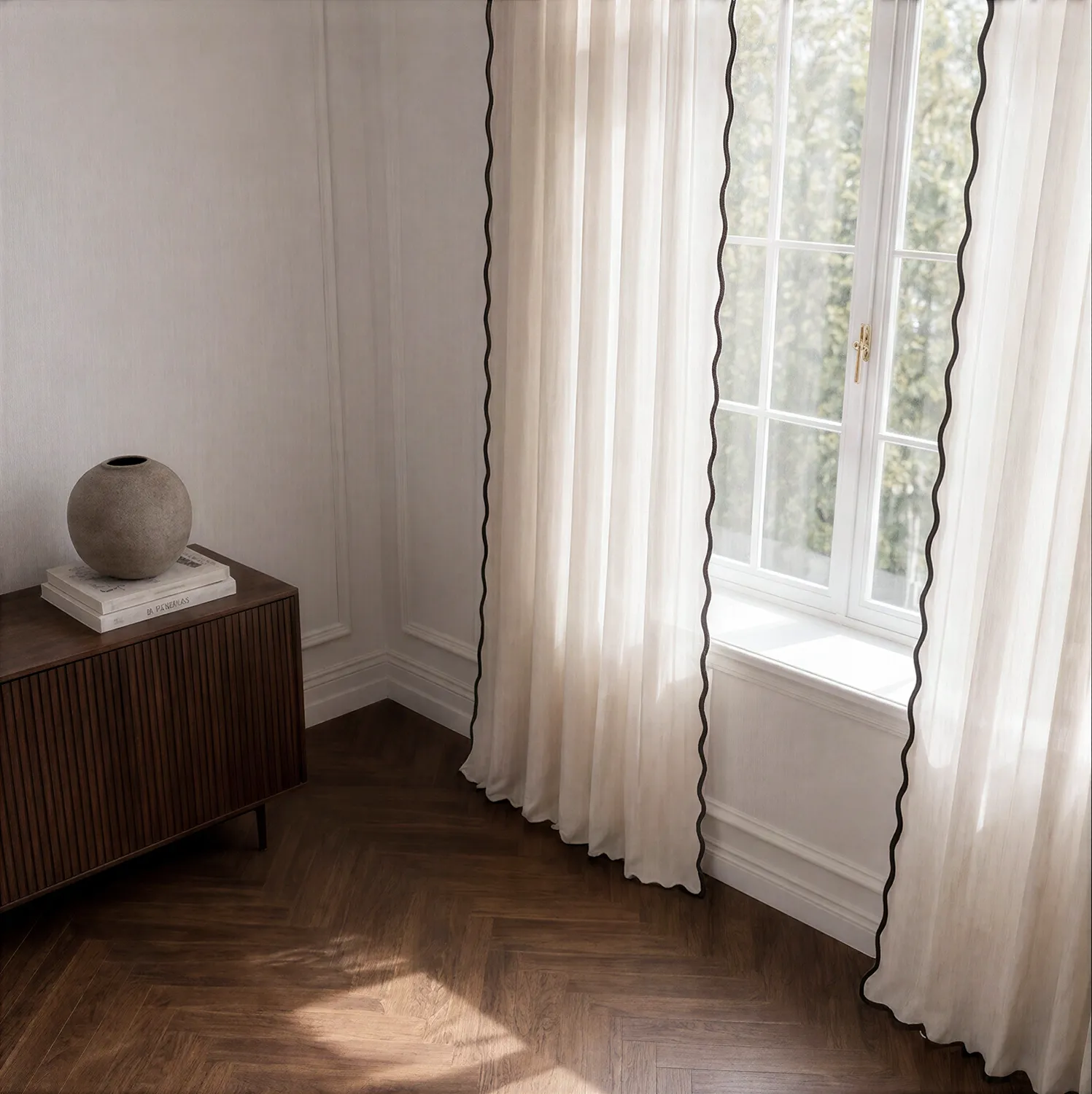 Cortinas (paquete de 2) - Cortinas de algodón Yrsa (beige claro)