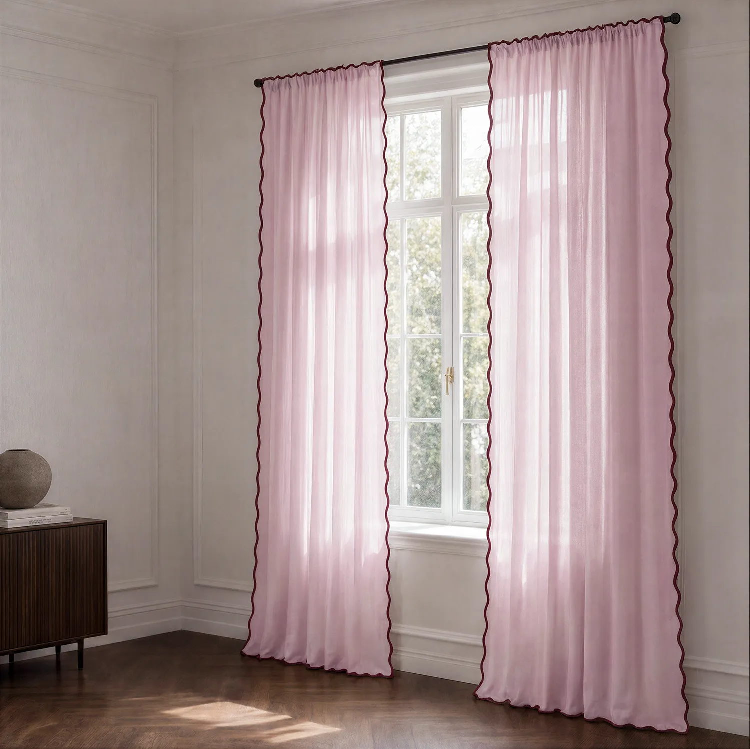 Cortinas (paquete de 2) - Cortinas de algodón Yrsa (rosa)