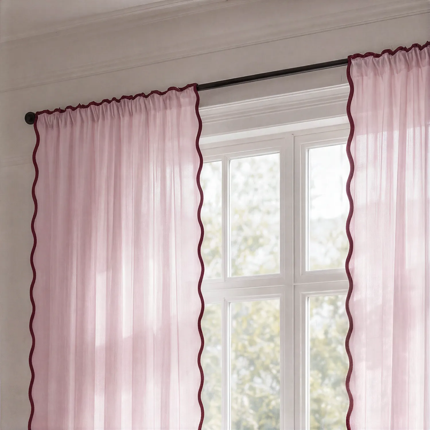 Cortinas (paquete de 2) - Cortinas de algodón Yrsa (rosa)
