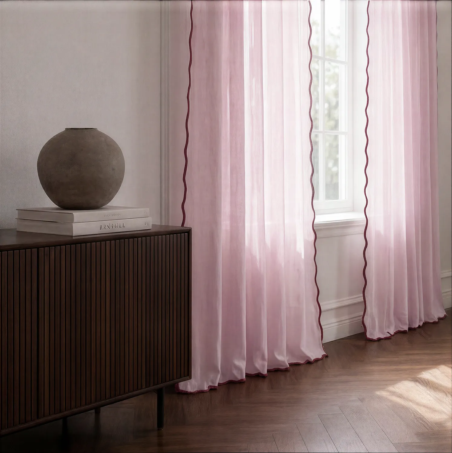Cortinas (paquete de 2) - Cortinas de algodón Yrsa (rosa)