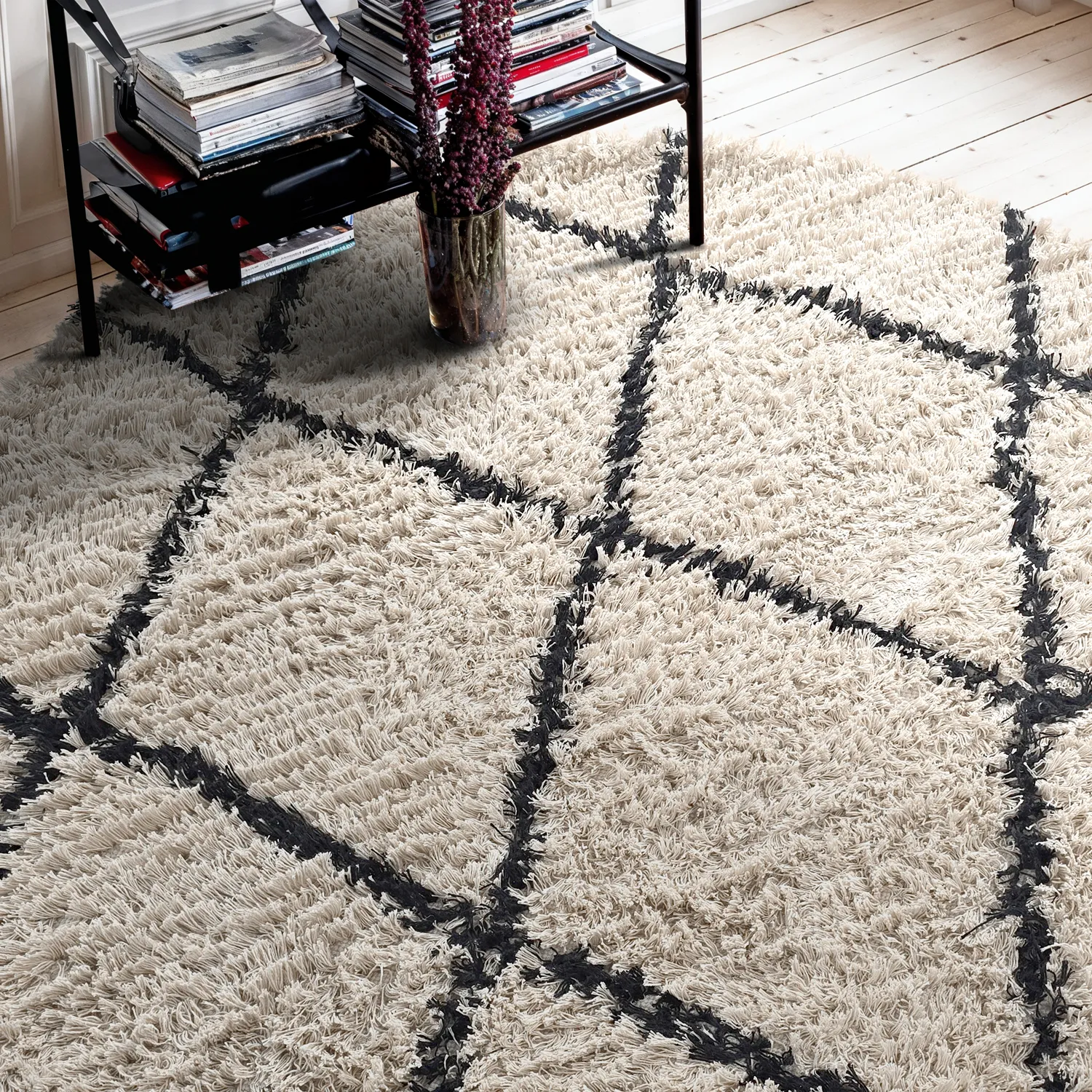 Alfombras redondeadas - Alcott Natural Cotton Shaggy (negro/blanco)