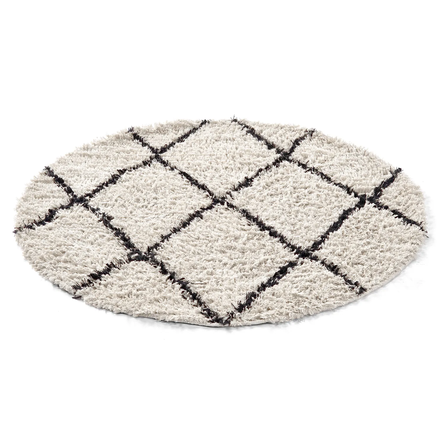 Alfombras redondeadas - Alcott Natural Cotton Shaggy (negro/blanco)