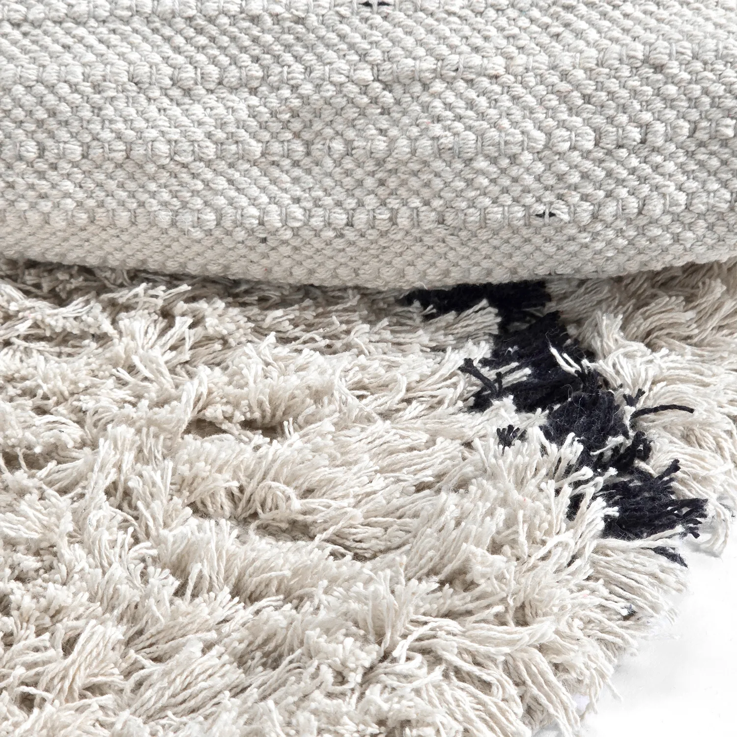 Alfombras redondeadas - Alcott Natural Cotton Shaggy (negro/blanco)