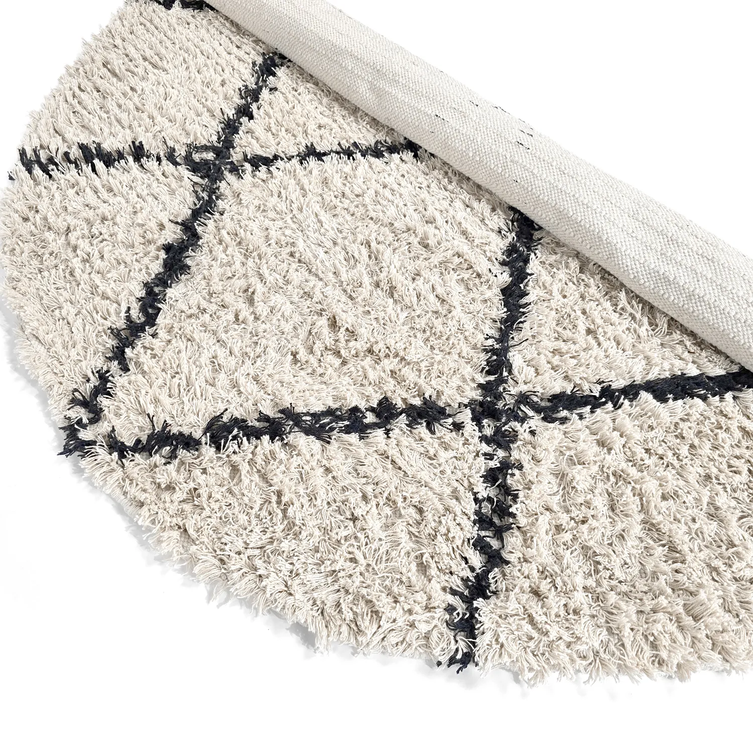 Alfombras redondeadas - Alcott Natural Cotton Shaggy (negro/blanco)