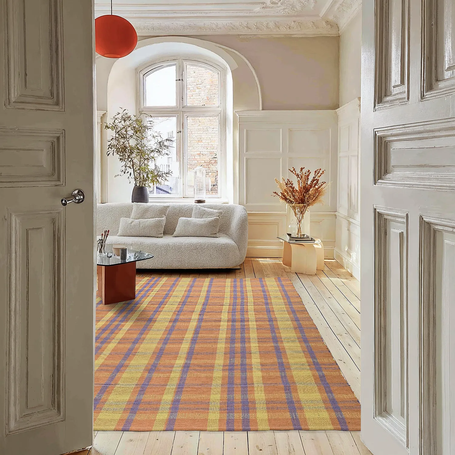 Alfombra de algodón - Husvik (coral/multicolor)