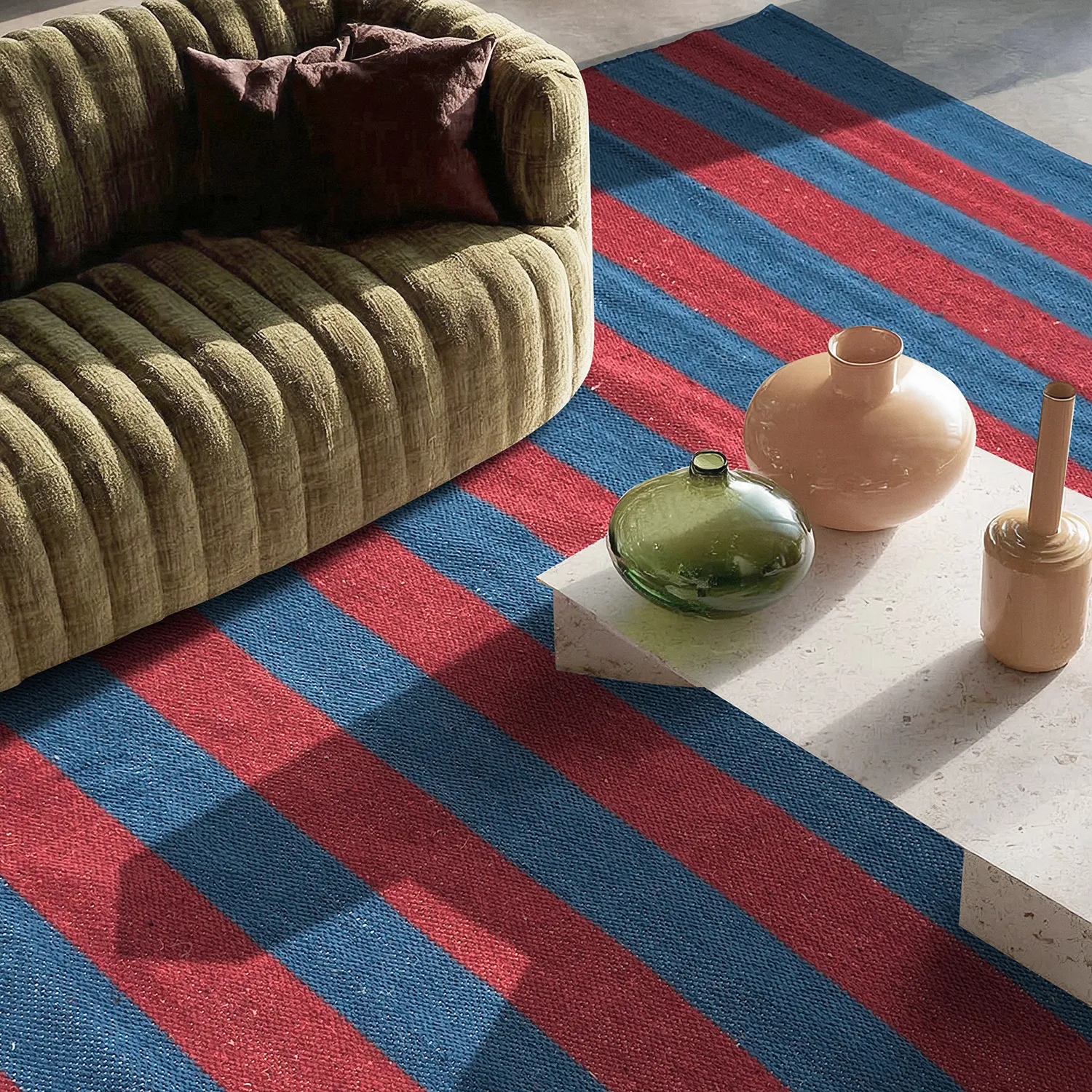 Alfombra de algodón - Nilo (rojo/azul)