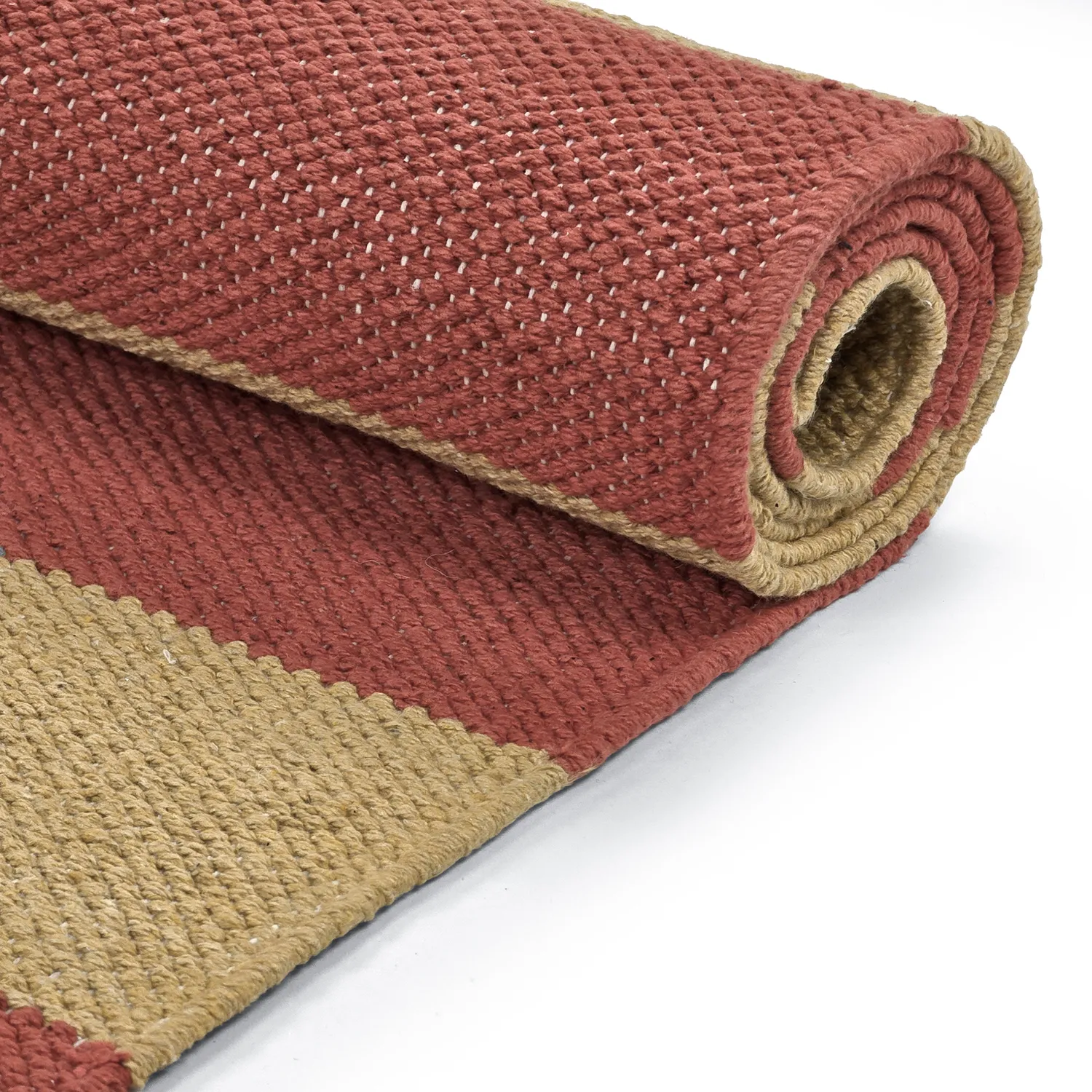 Alfombra de algodón - Nilo (amarillo mostaza/terracota)