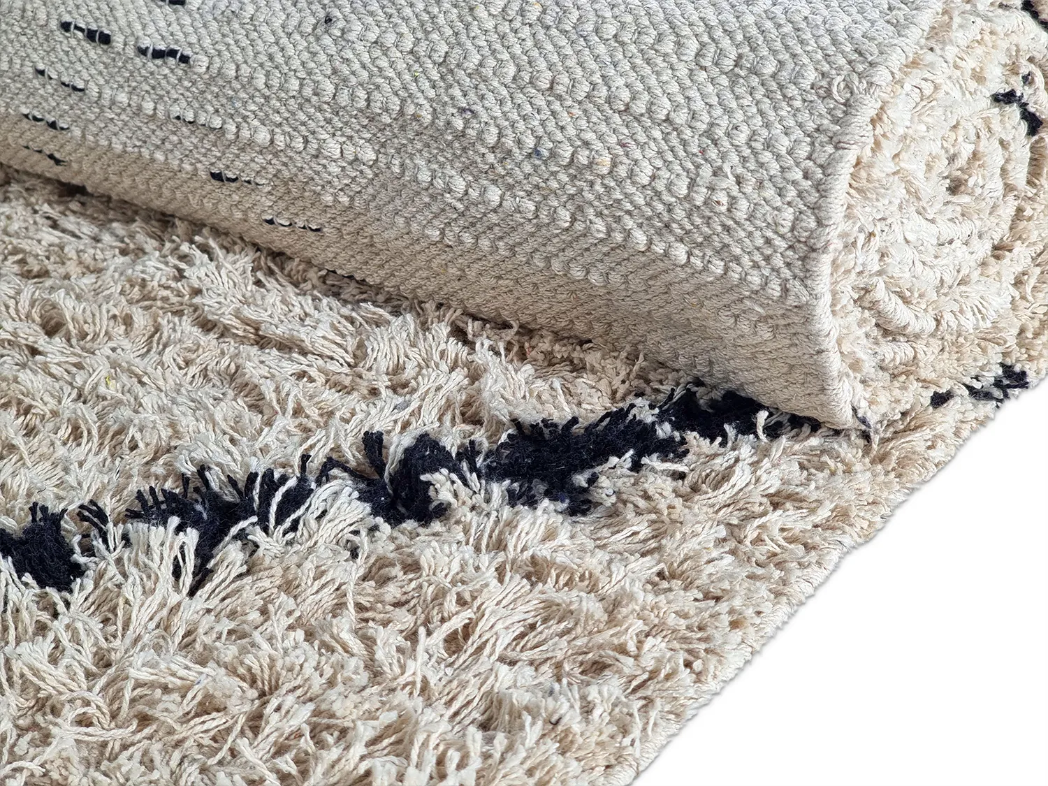 Alfombras de pelo largo - Alcott Natural Cotton Shaggy (negro/blanco)