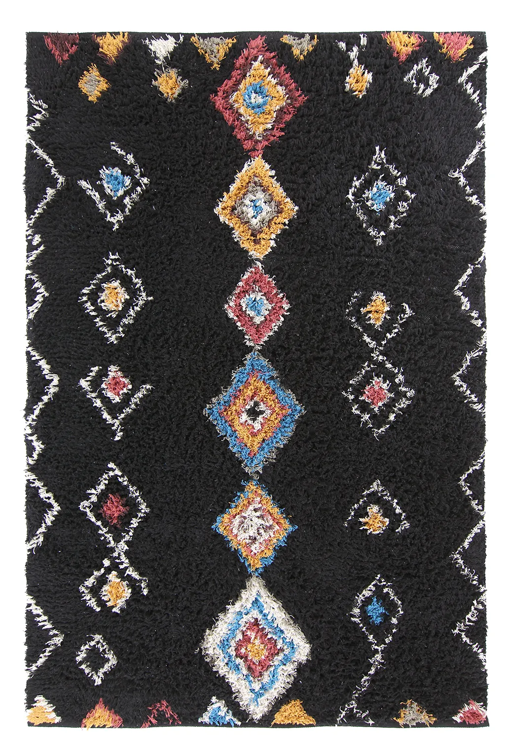 Alfombras de pelo largo - Marden Natural Cotton Shaggy (negro/multicolor)