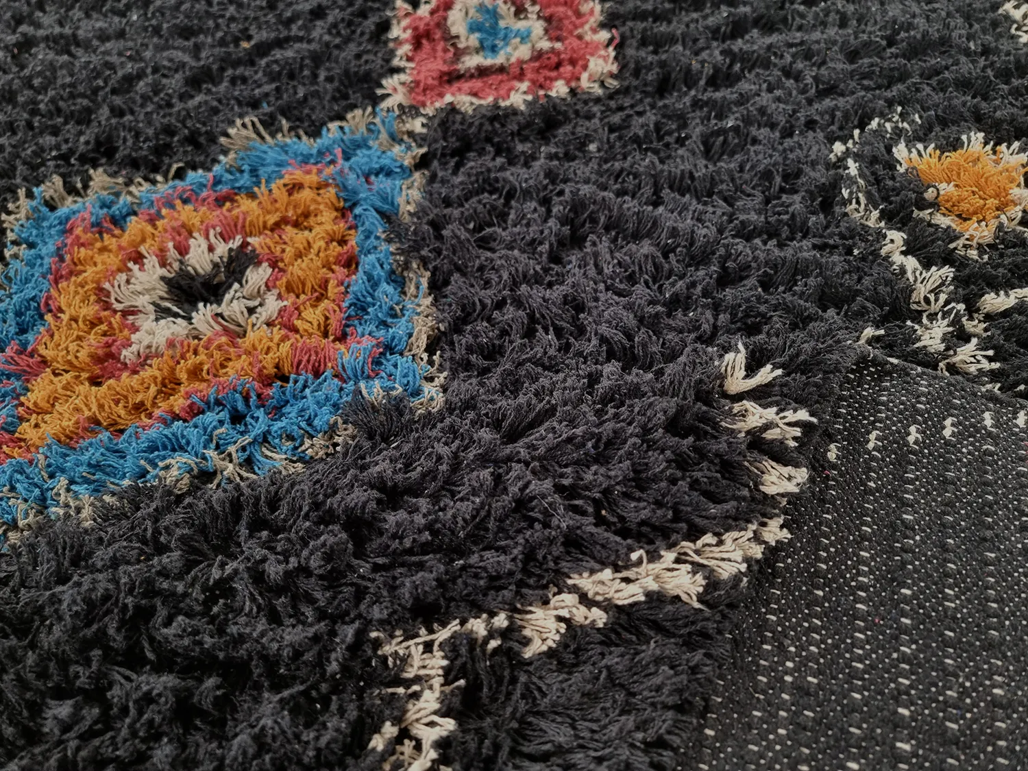 Alfombras de pelo largo - Marden Natural Cotton Shaggy (negro/multicolor)