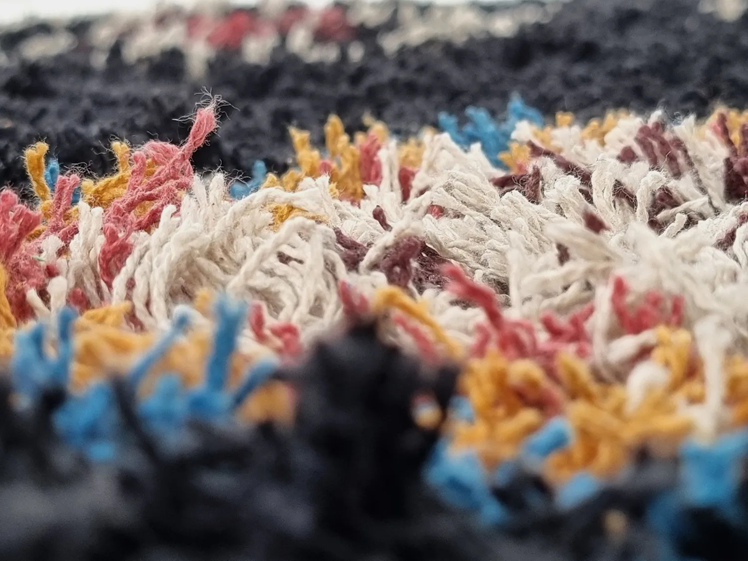 Alfombras de pelo largo - Marden Natural Cotton Shaggy (negro/multicolor)