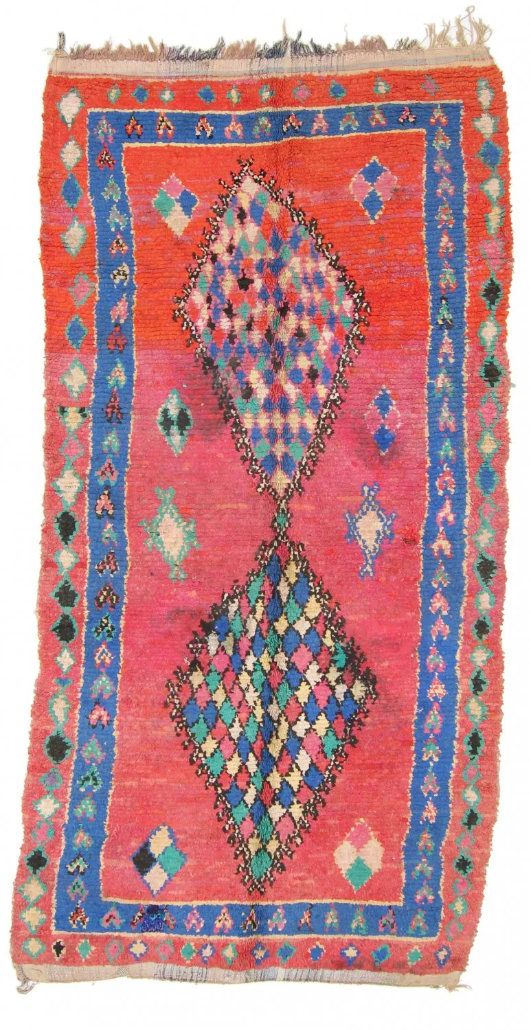 Alfombra Marroquí Bereber Boucherouite 330 x 140 cm