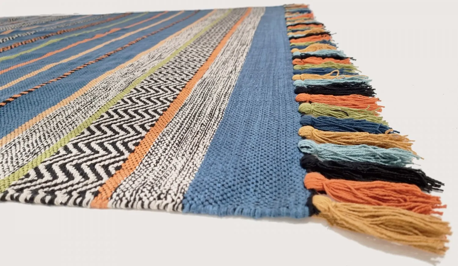 Alfombra de algodón - Bouira (azul/multi)