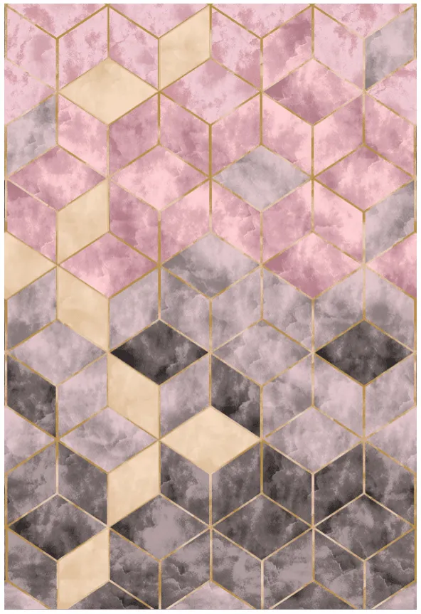 Alfombra Wilton - Brendola (rosa/gris/dorado)