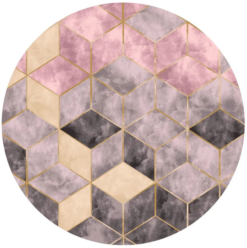 Alfombras redondeadas - Brendola (rosa/gris/dorado)