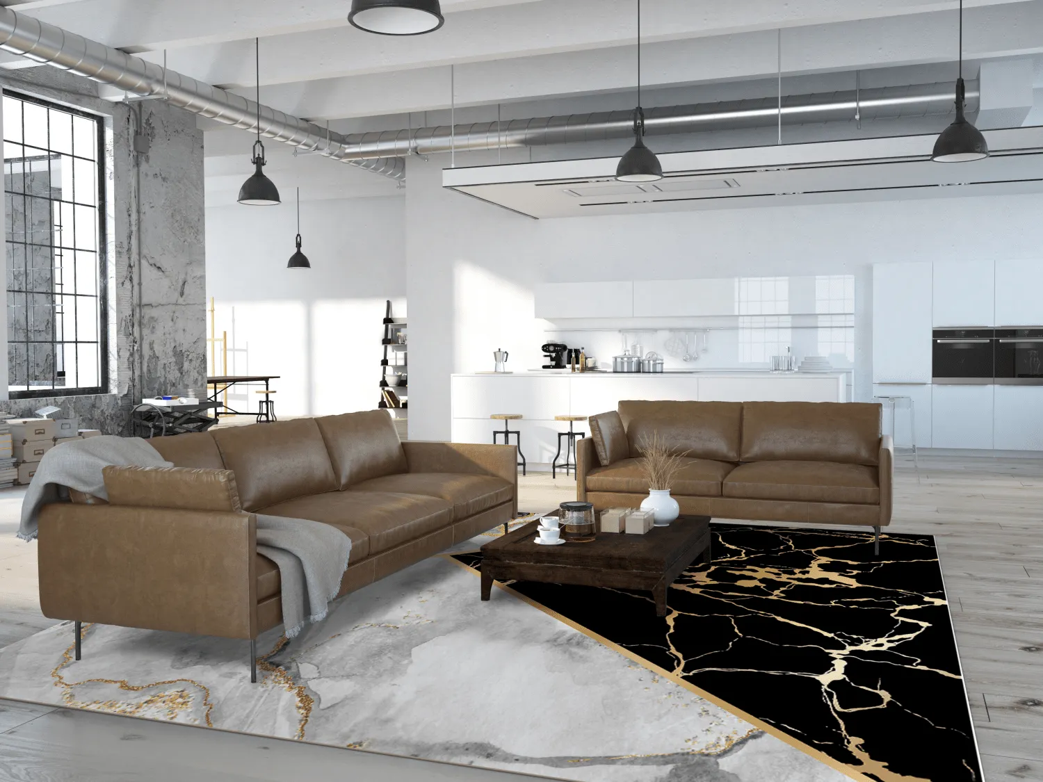 Alfombra Wilton - Cassa (gris/negro/dorado)