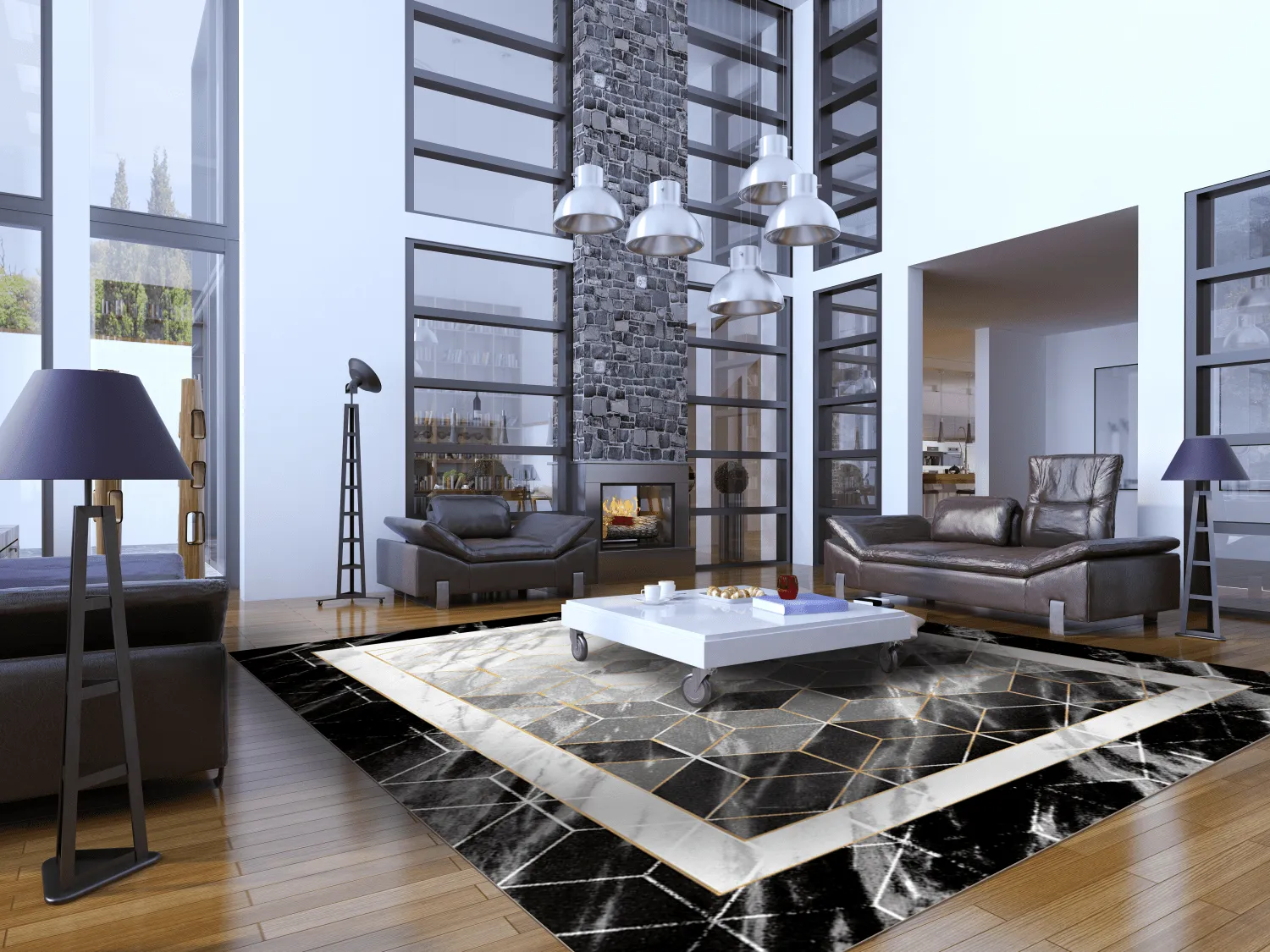 Alfombra Wilton - Castello (negro/blanco)
