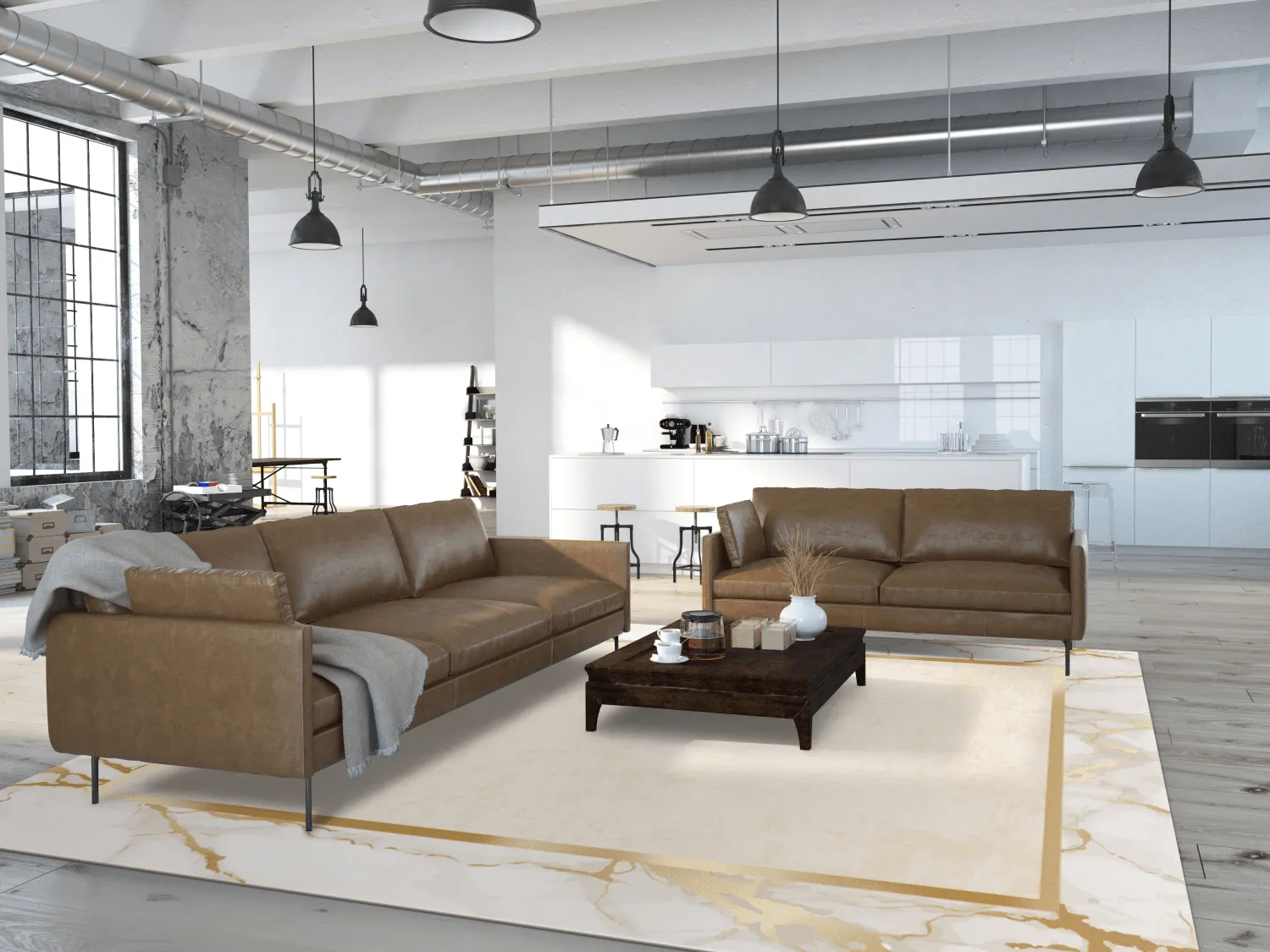 Alfombra Wilton - Cerasia (beige/blanco/dorado)