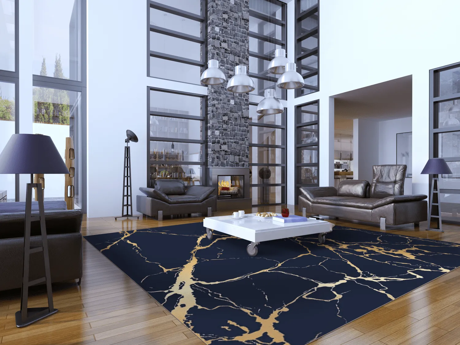 Alfombra Wilton - Cesina (negro/oro)