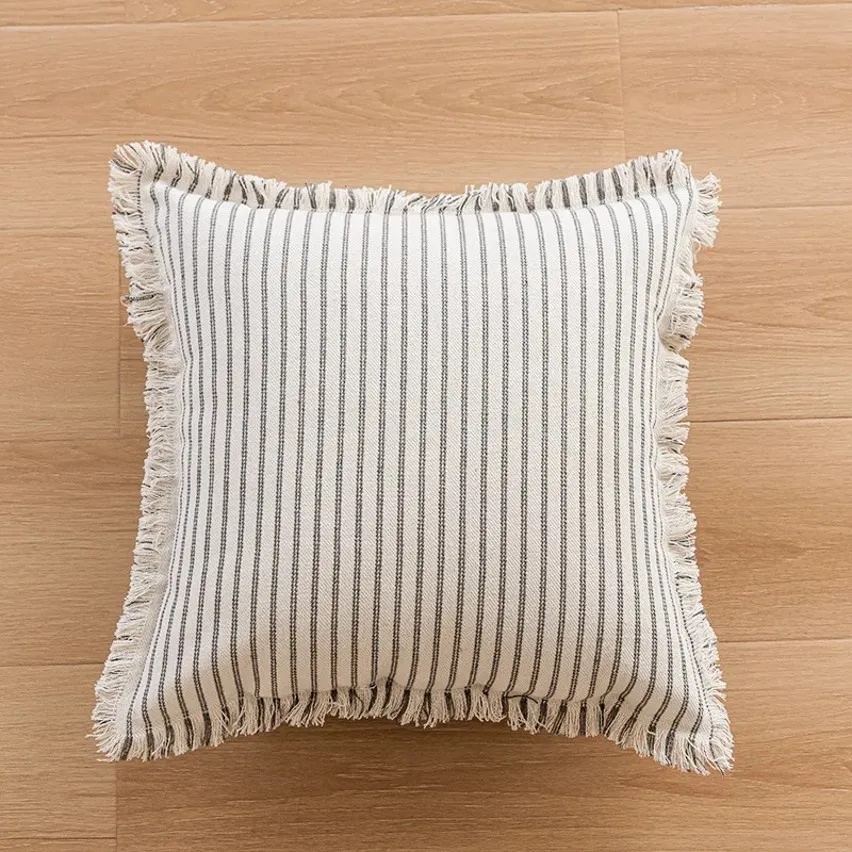 Funda de almohada - Fringed (gris)