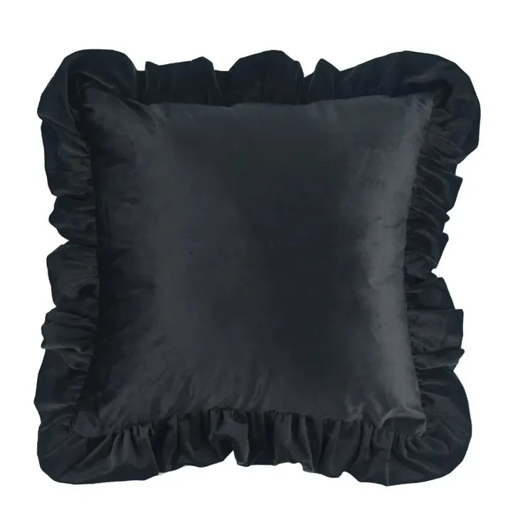 Funda de almohada - Ruffled (negro)
