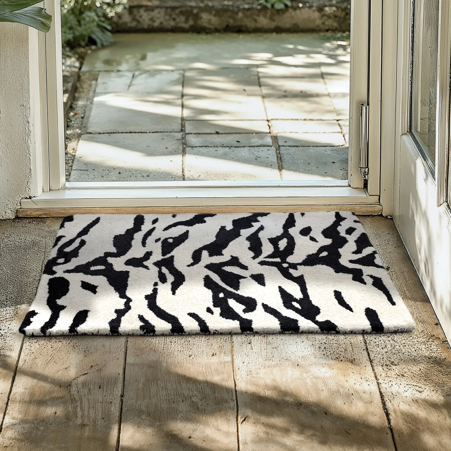 Felpudo - Zebra Tufted Wool Premium (blanco/negro)