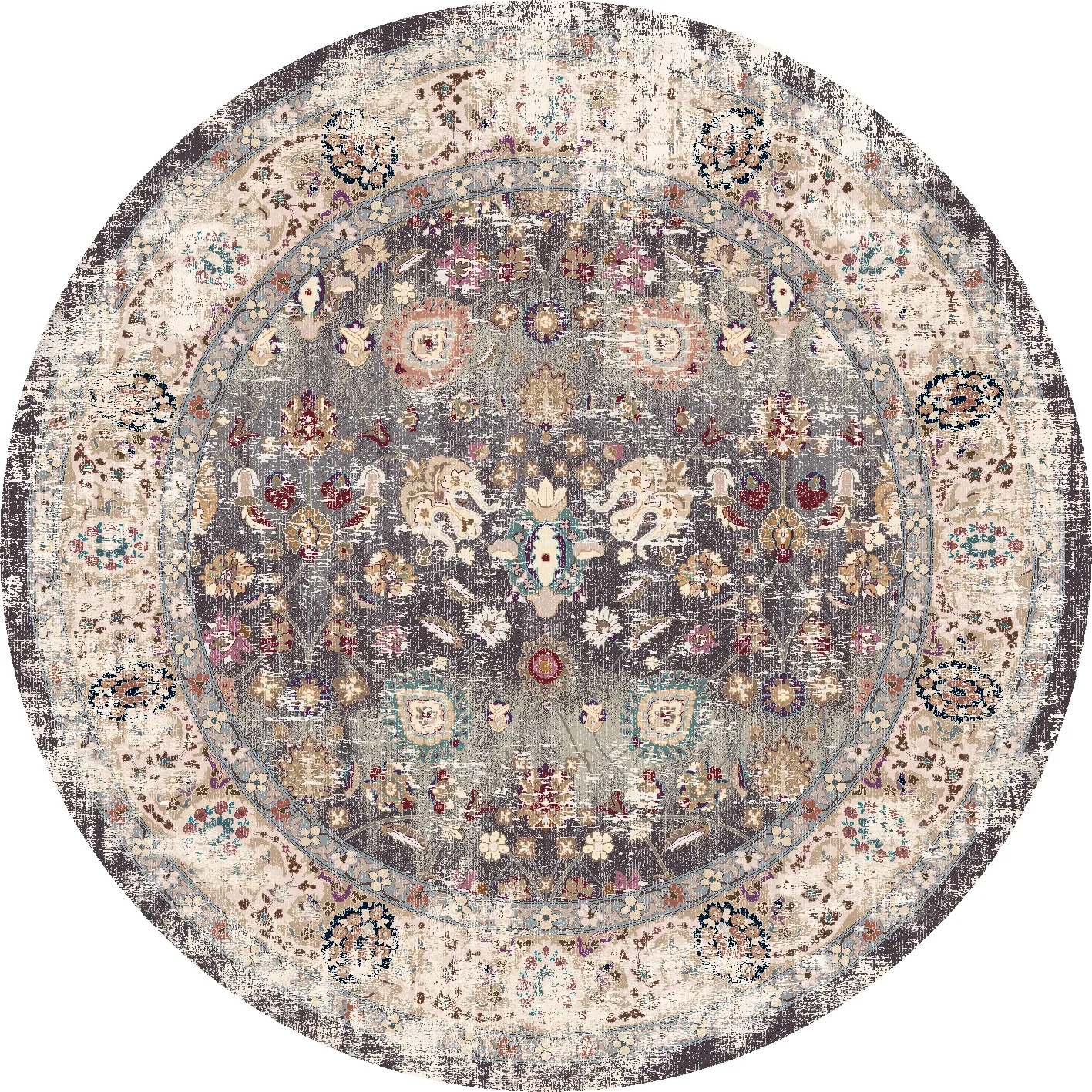 Alfombras redondeadas - Bouhjar (gris/multi)
