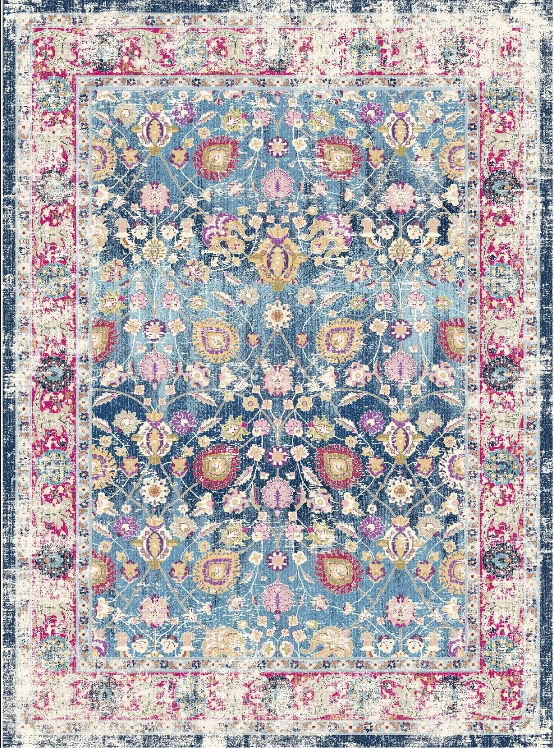 Alfombra Wilton - Bouhjar (azul/rosa/multi)